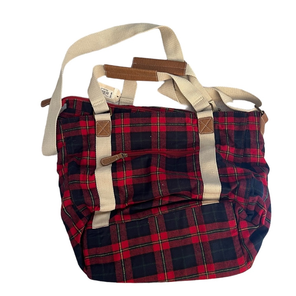 NWT Arizona Jean Co. Plaid Book Bag in Red/Black/White - Picture 2 of 5